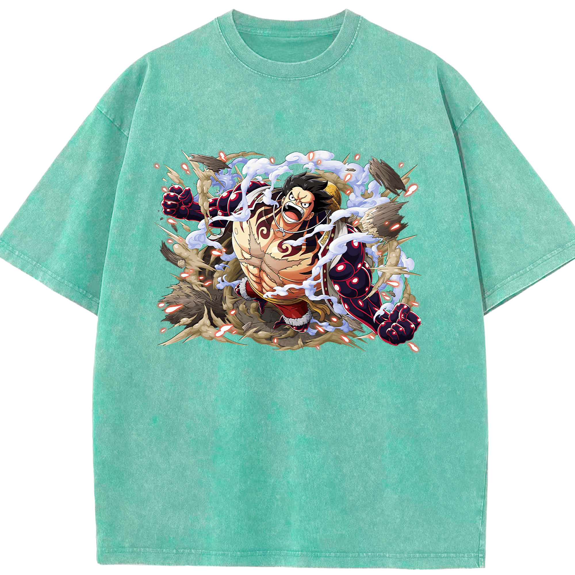 ワンピース モンキー・D・ルフィ ONE PIECE Monkey D. Luffy 綿100% ヴィンテージ風 半袖Tシャツ（フロントプリント）